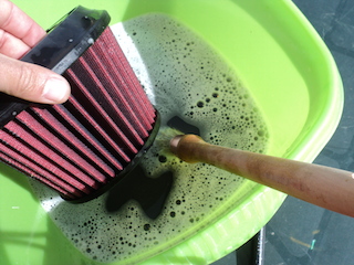 Nettoyer délicatement le filtre avec un pinceau.<br />insister bien dans les interstices.<br />l'on vois bien que l'eau et très sale.